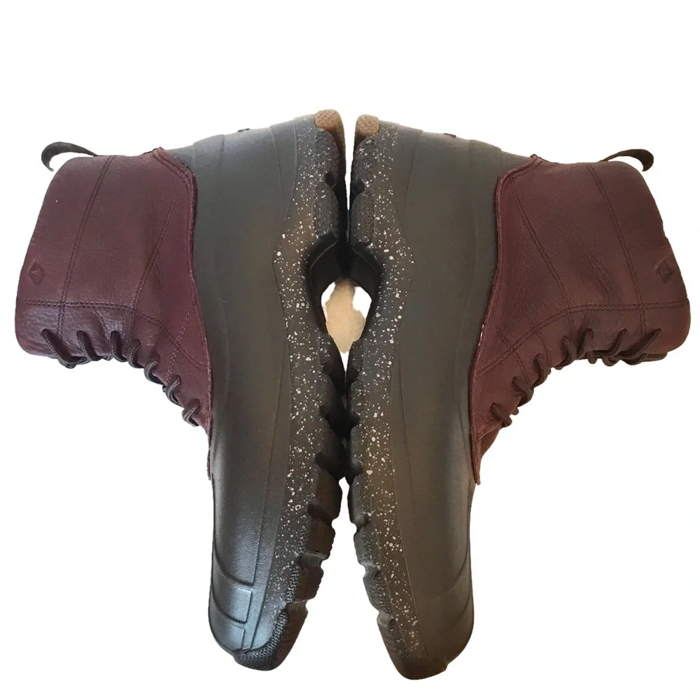🆕 Sperry Duck Boot Sz 12 Float Lined Leather Waterproof Lace-up Brown/Burgundy